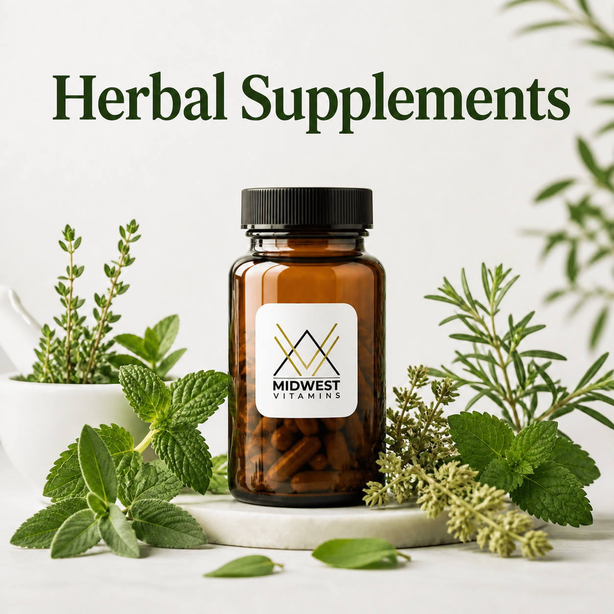 Herbal Supplements category image with Midwest Vitamins branding