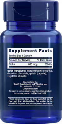 Life Extension Biotin 600 mcg 100 capsules
