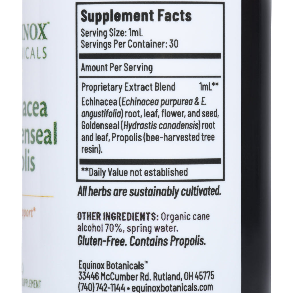Equinox Botanicals Echinacea, Goldenseal & Propolis, 1 fl oz