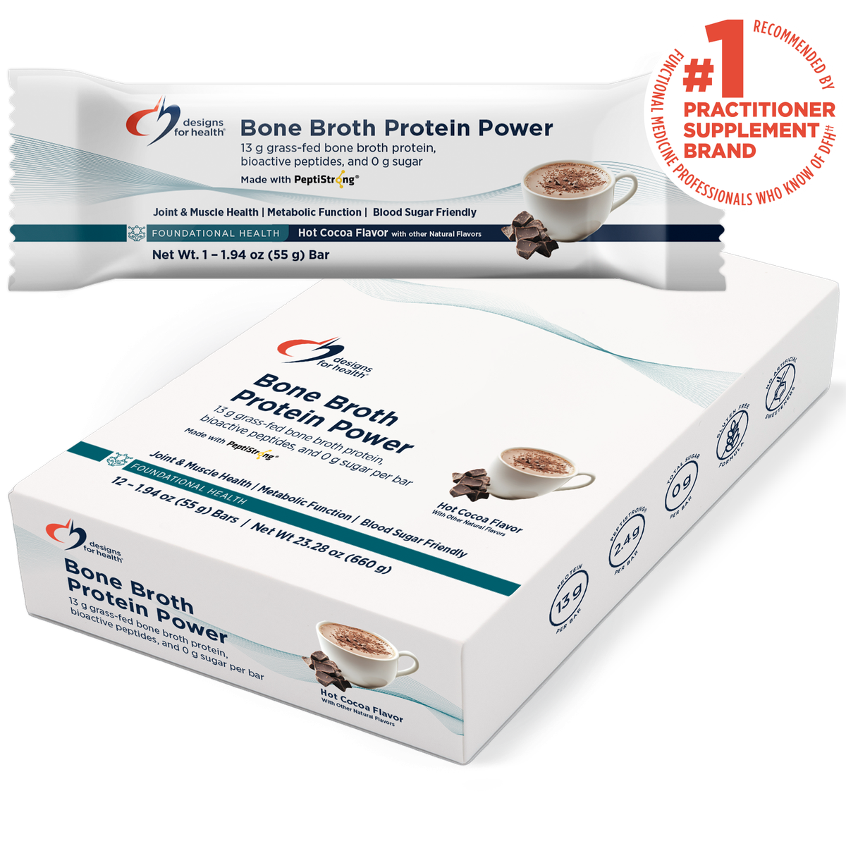 Designs for Health Bone Broth Protein Power (Previously Fx Bar) 1.94 oz (55 g) Bar front label