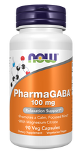 NOW Foods PharmaGABA® 100 mg - 90 Veg Capsules front package image