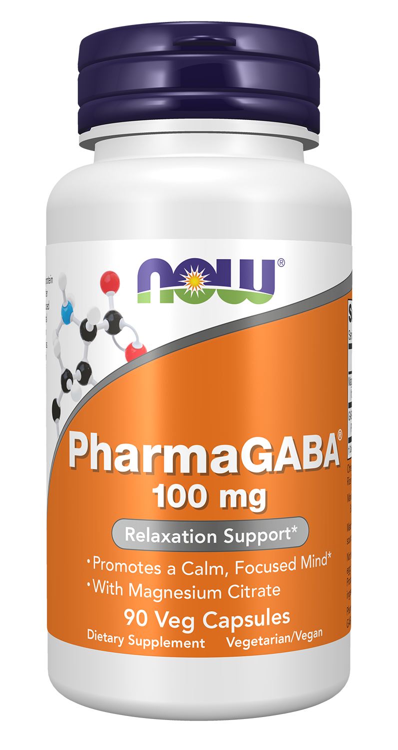 NOW Foods PharmaGABA® 100 mg - 90 Veg Capsules front package image