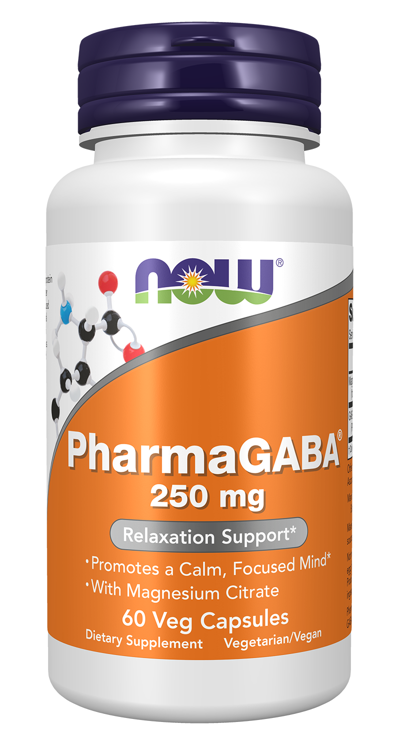 NOW Foods PharmaGABA® 250 mg - 60 Veg Capsules front package image