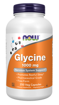 NOW Foods Glycine 1000 mg - 250 Veg Capsules front package image