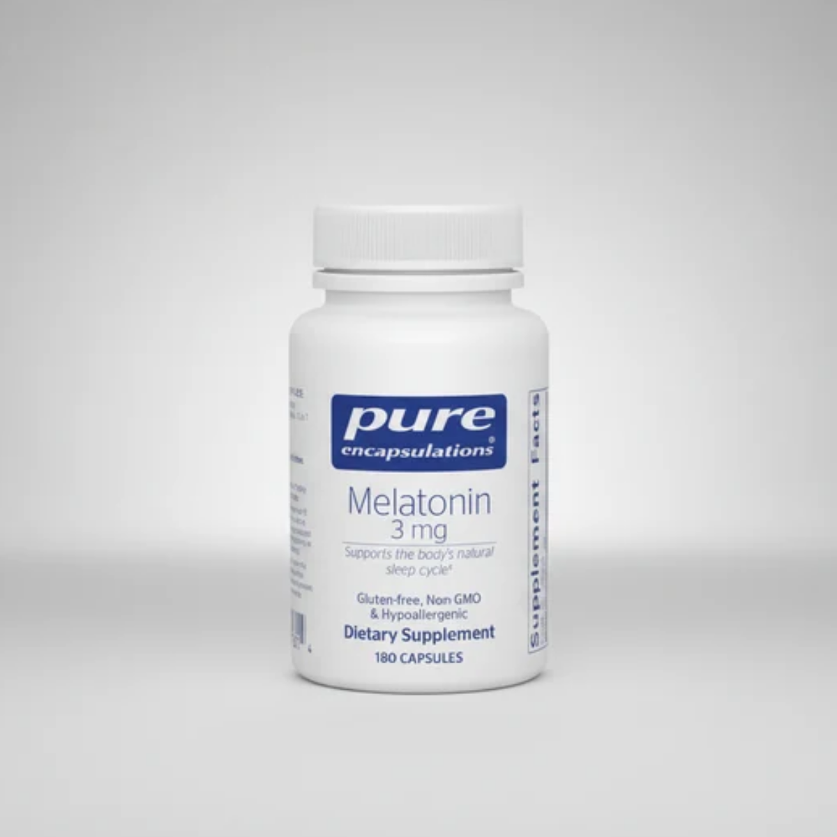 Pure Encapsulations Melatonin 3 mg - 180 Capsules front label