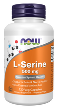 NOW Foods L-Serine 500 mg - 120 Veg Capsules front package image