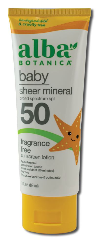 Alba Botanica Baby Sheer Mineral Sunscreen SPF 50 package