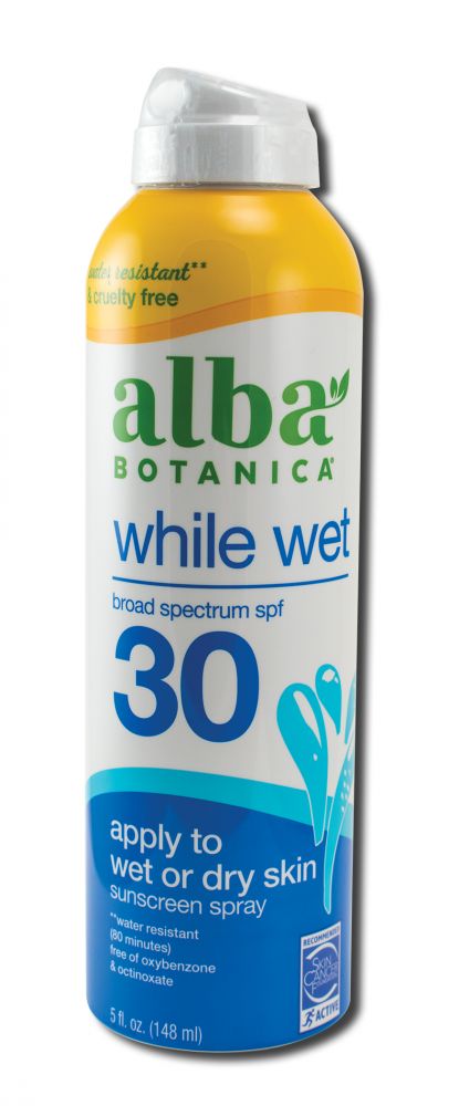 Alba Botanica While Wet Sunscreen Spray SPF 30 package