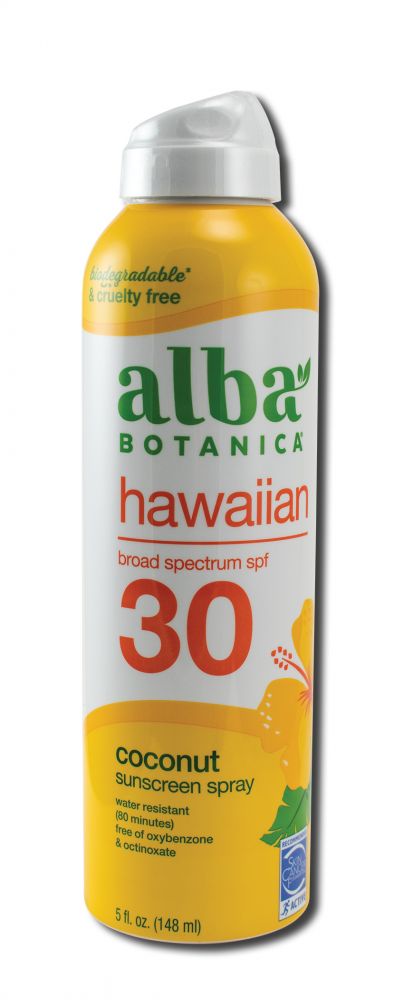 Alba Botanica Hawaiian Coconut Sunscreen Spray SPF 30 package