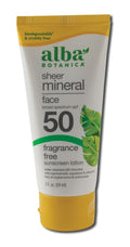 Alba Botanica Sheer Mineral Face Sunscreen SPF 50 package