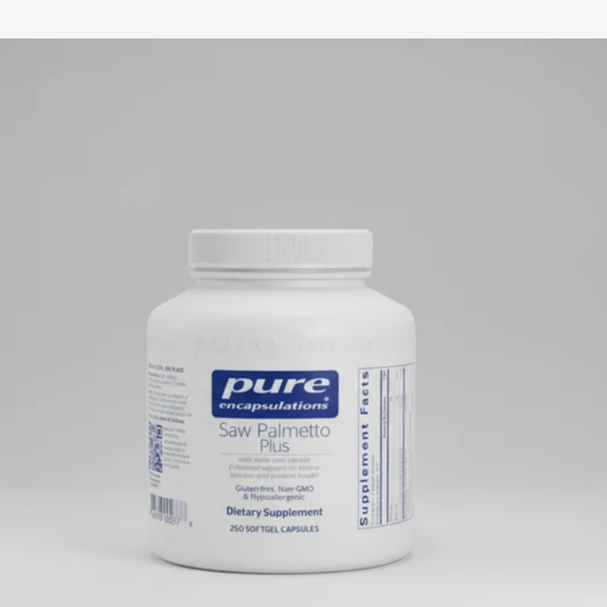 Pure Encapsulations Saw Palmetto Plus 250 gels front label