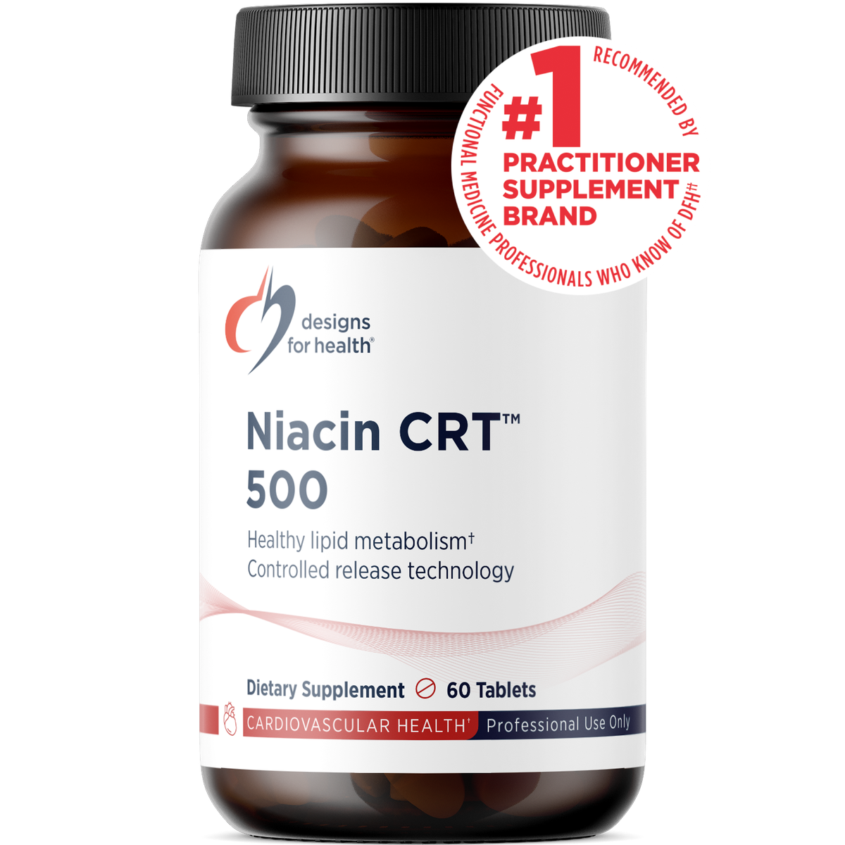 Designs for Health Niacin CRT 500 60 tablets front label