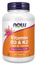 NOW Foods Vitamin D3 & K2 - 240 Capsules front package image