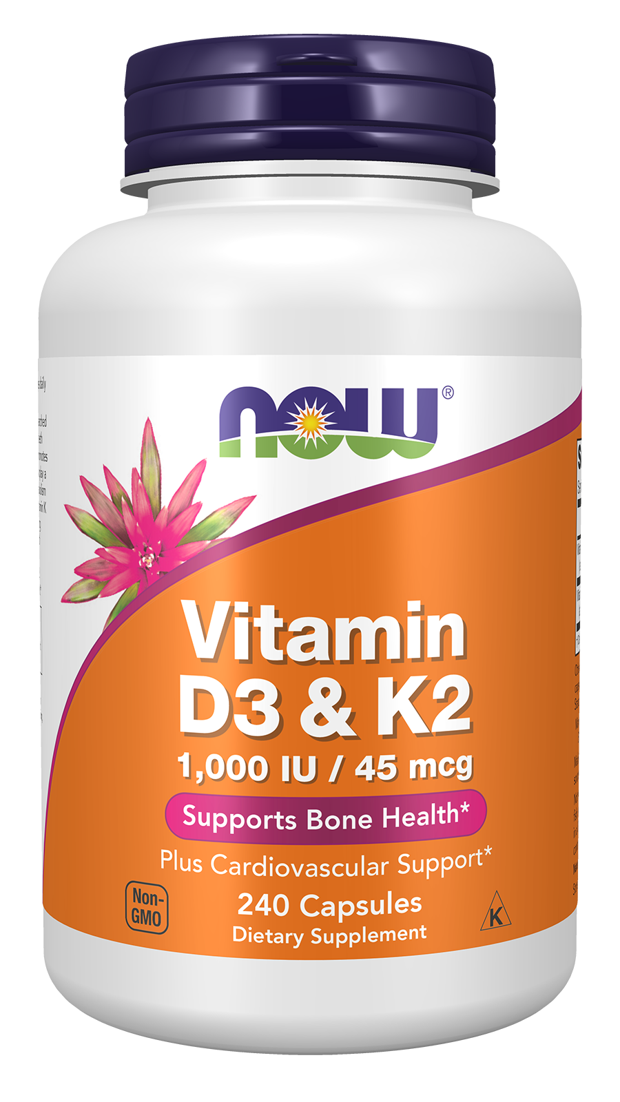 NOW Foods Vitamin D3 & K2 - 240 Capsules front package image