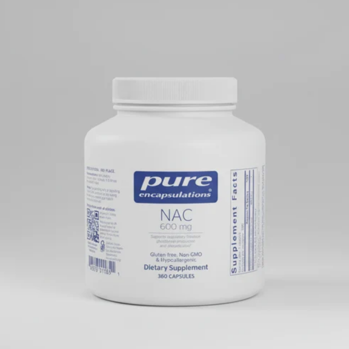 Pure Encapsulations NAC (N-Acetyl-l-Cysteine) 600 mg - 360 Capsules front label