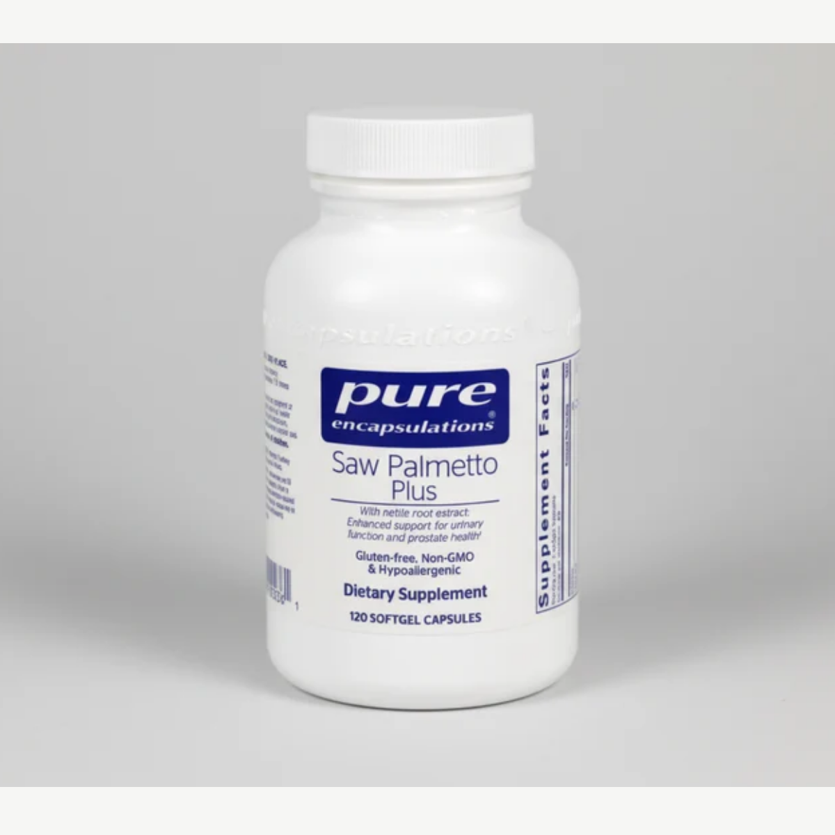 Pure Encapsulations Saw Palmetto Plus 120 gels front label