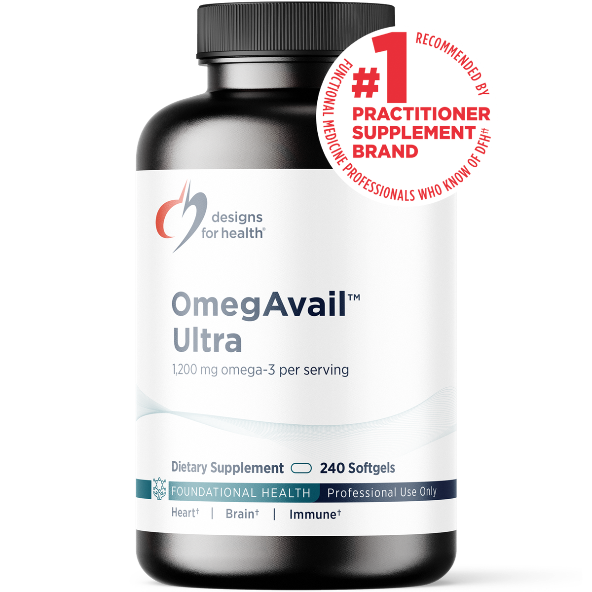 Designs for Health OmegAvail Ultra 240 softgels front label