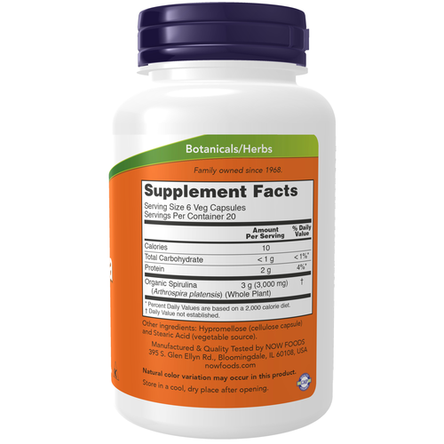 NOW Foods Spirulina 500 mg 120 Veg Capsules