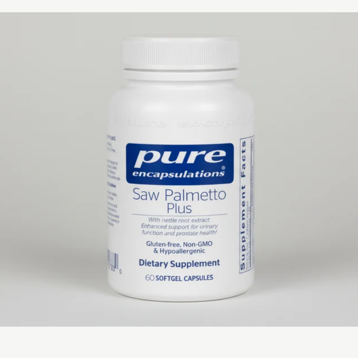 Pure Encapsulations Saw Palmetto Plus 60 gels front label