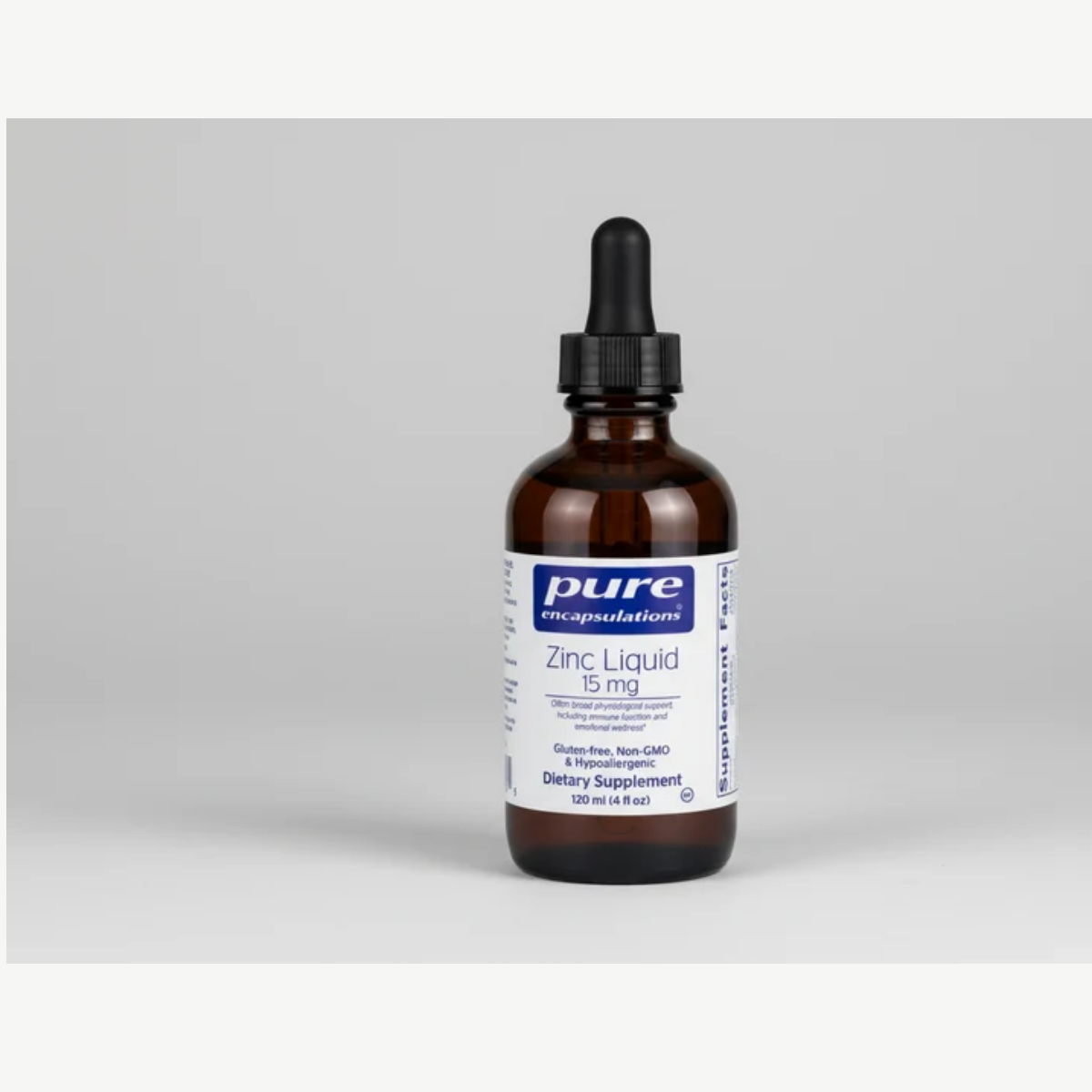 Pure Encapsulations Zinc Liquid 15 mg - 4 fl. oz (120 ml) front label