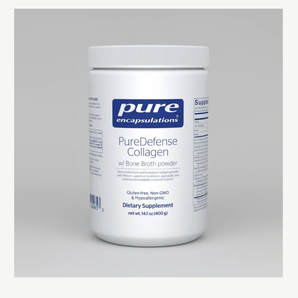 Pure Encapsulations PureDefense Collagen with Bone Broth Powder - 14.1 oz (400 Grams) front label