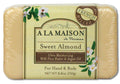 A La Maison Sweet Almond French milled bar soap, 8.8 oz package