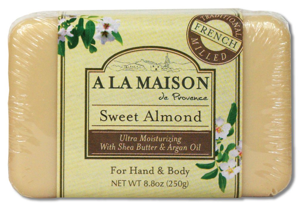 A La Maison Sweet Almond French milled bar soap, 8.8 oz package