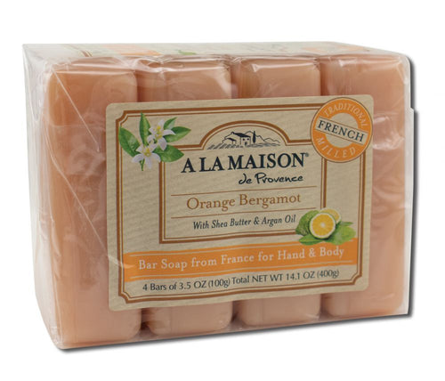 A La Maison Orange Bergamot Bar Soap 4 x 3.5 oz package