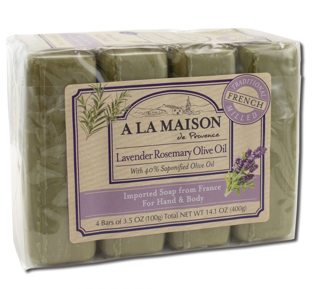 A La Maison Lavender Rosemary Olive Oil Bar Soap 4 x 3.5 oz package