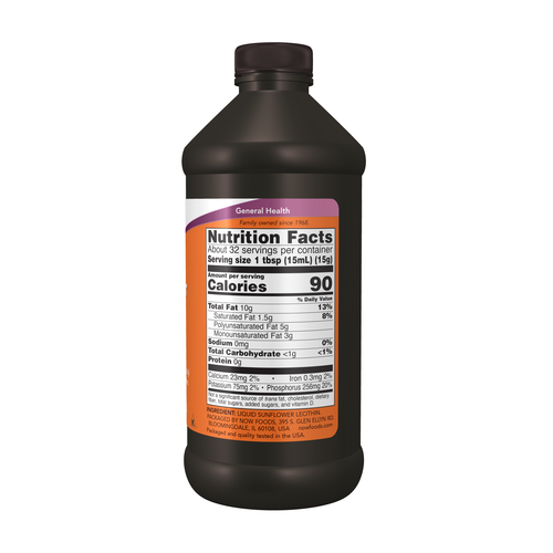 NOW Foods Sunflower Liquid Lecithin Soy-Free Phospholipids | 16 fl oz