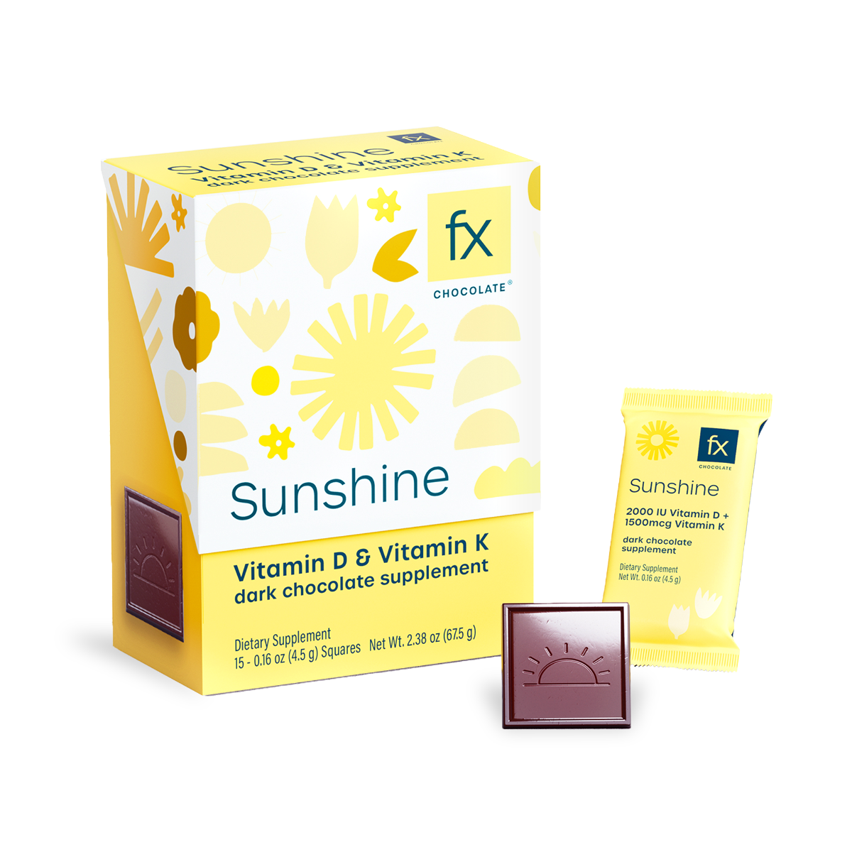 Designs for Health Fx Chocolate Sunshine 15 count box front label