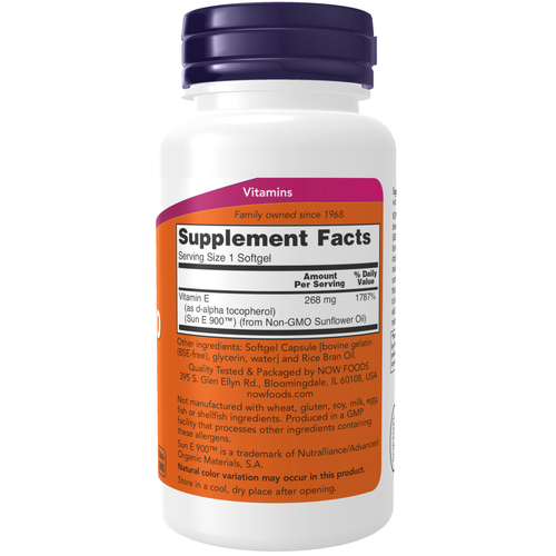 NOW Foods Sun-E 400 60 Softgels Sunflower-Derived Vitamin E