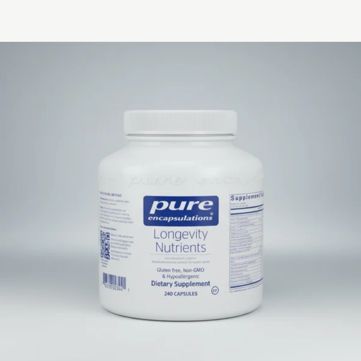 Pure Encapsulations Longevity Nutrients - 240 Capsules front label