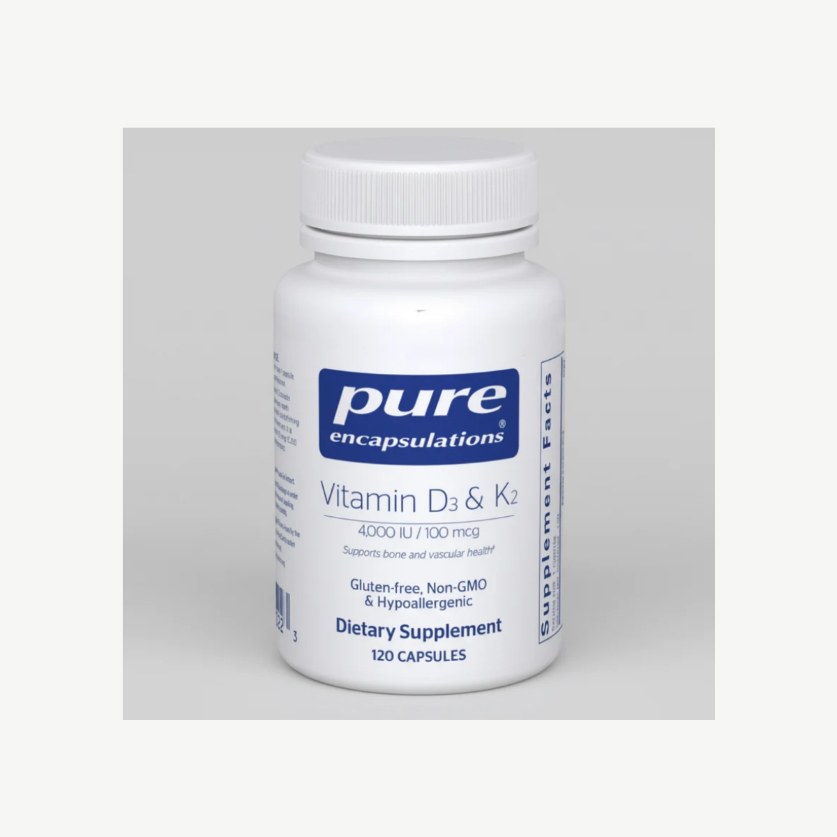 Pure Encapsulations Vitamin D3 & K2 4,000 IU / 100 mcg - 120 Capsules front label