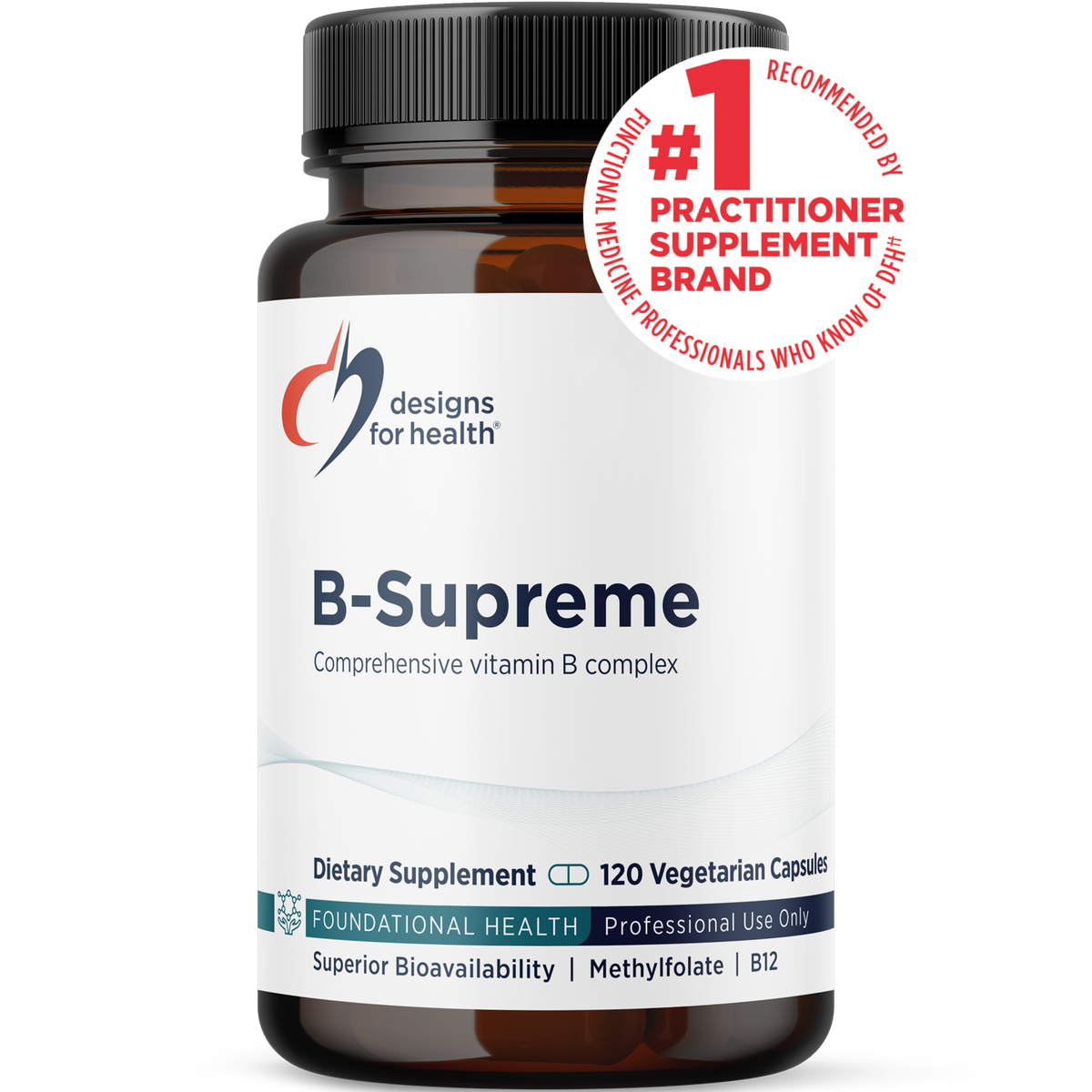 Designs for Health B-Supreme 120 capsules front label