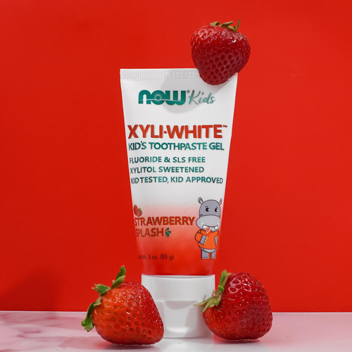 NOW Kids Xyli White Strawberry Splash Toothpaste Gel 3 oz