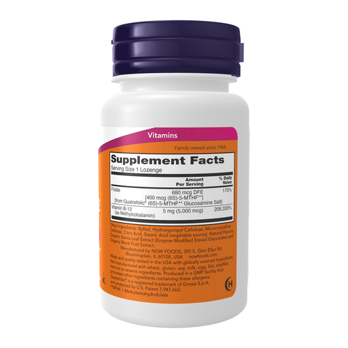 NOW Foods Methyl B-12 5,000 mcg 60 Lozenges | Active Methylcobalamin