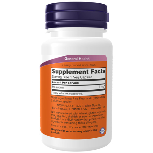 NOW Foods Melatonin 3 mg 60 Veg Capsules