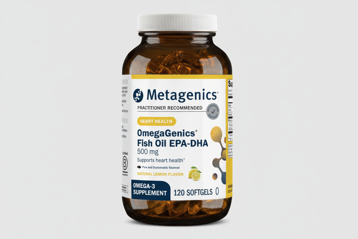 Metagenics OmegaGenics Fish Oil EPA & DHA 500mg Lemon 120 Softgels