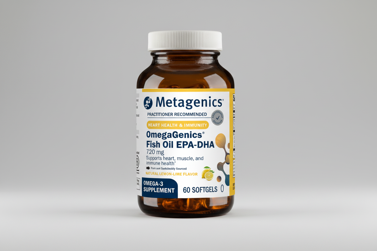 Metagenics OmegaGenics EPA-DHA Fish Oil Lemon-Lime 60 Softgels