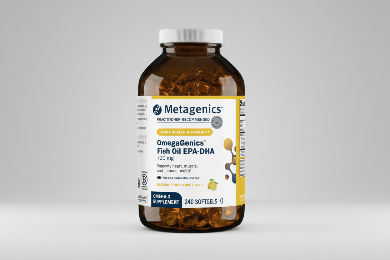 Metagenics OmegaGenics EPA-DHA Fish Oil Lemon-Lime 240 Softgels
