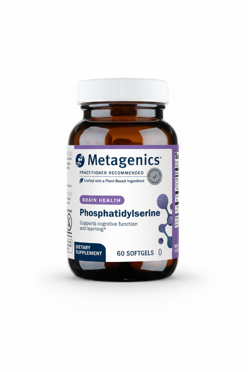Metagenics Phosphatidylserine dietary supplement bottle on a white background