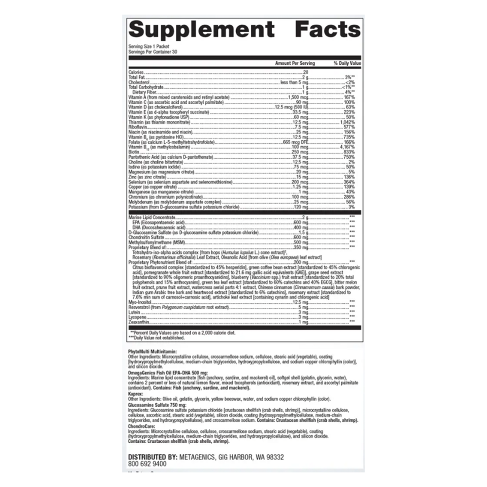 Metagenics Wellness Essentials Active 30 Packs