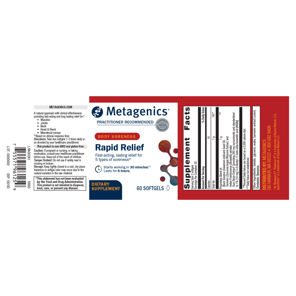 Metagenics Rapid Relief 60 Softgels