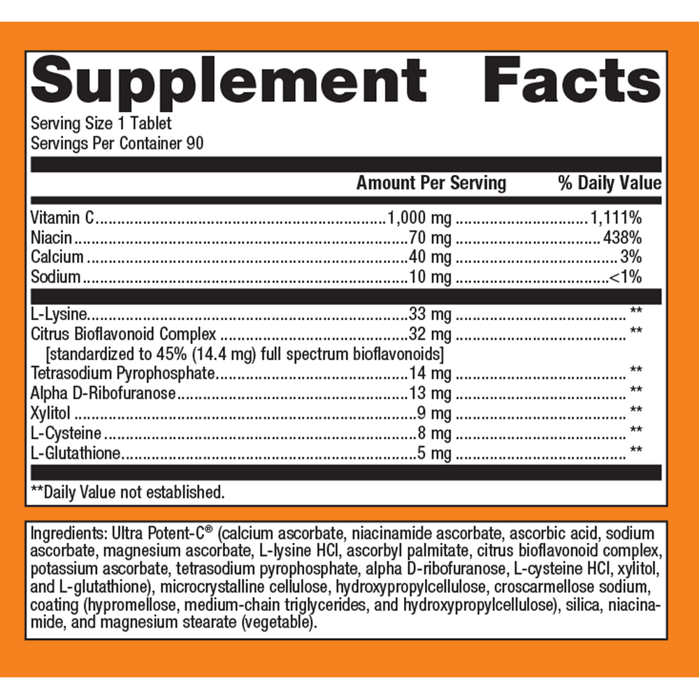 Metagenics Ultra Potent-C 1000 mg Vitamin C 90 Tablets