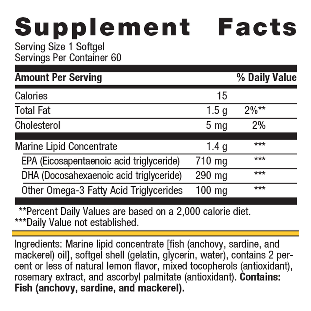 Metagenics OmegaGenics EPA-DHA Fish Oil Lemon 120 Softgels