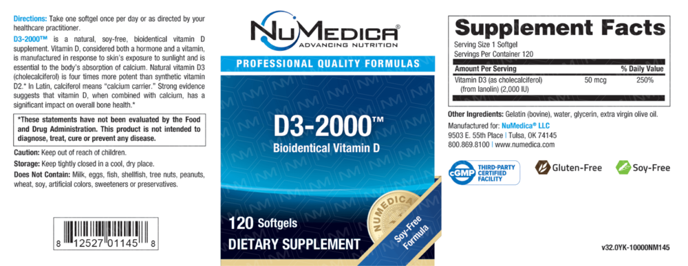 NuMedica D3-2000 120 Softgels
