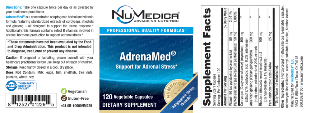NuMedica AdrenaMed 60 Vegetable Capsules