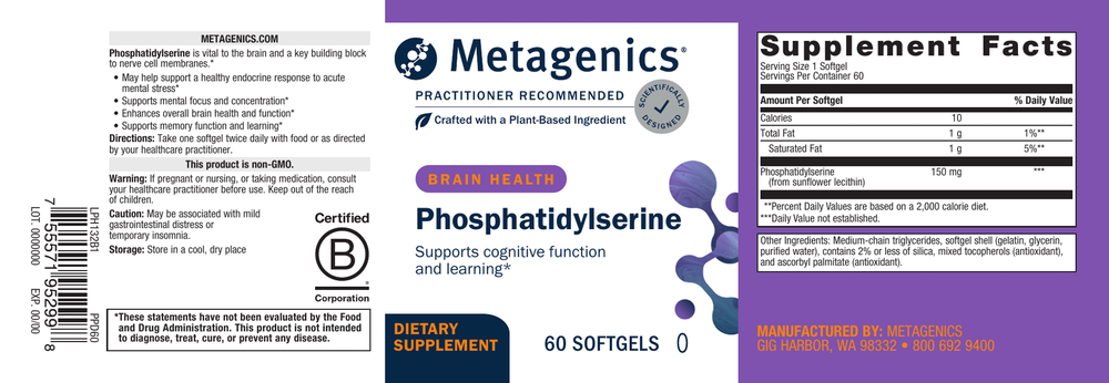 Metagenics Phosphatidylserine 100 mg 60 Softgels