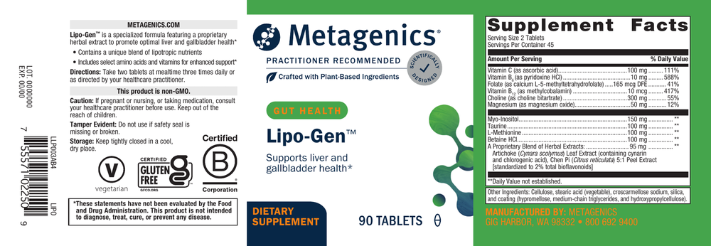 Metagenics Lipo-Gen 90 Tablets